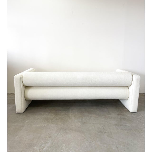 Off-white Vintage 80s Postmodern Off White Boucle Bolster Sofa For Sale - Image 8 of 10