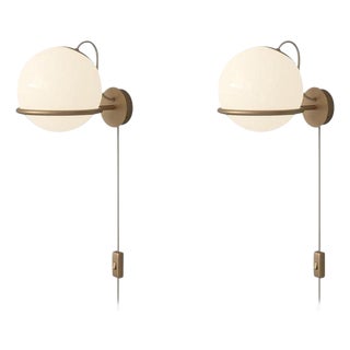 Opaline Glass Model 238/1 Lamp with Switch and Champagne Mount from Gino Sarfatti, Set of 2 For Sale