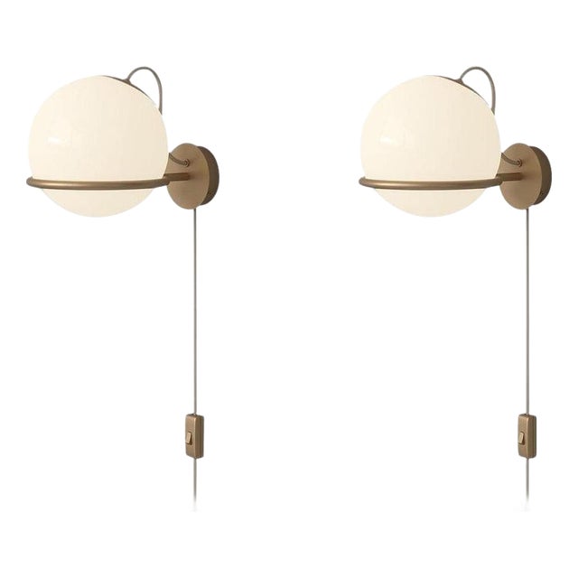 Opaline Glass Model 238/1 Lamp with Switch and Champagne Mount from Gino Sarfatti, Set of 2 For Sale