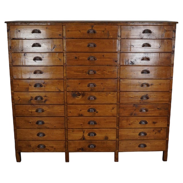 Dutch Pine Industrial Apothecary / Workshop Cabinet, 1950s For Sale