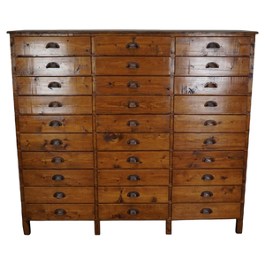 Dutch Pine Industrial Apothecary / Workshop Cabinet, 1950s