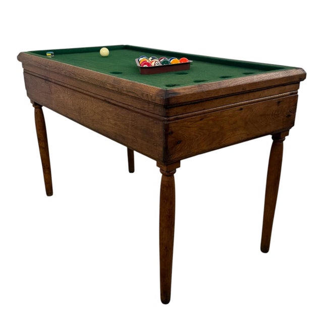 Wood Antique Oak Children's Billiard Game Table, 1890s For Sale - Image 7 of 9