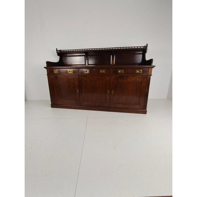 English Campaign Mahogany Dresser or Sideboard with Brass Hardware, Early 20th Century For Sale - Image 11 of 18