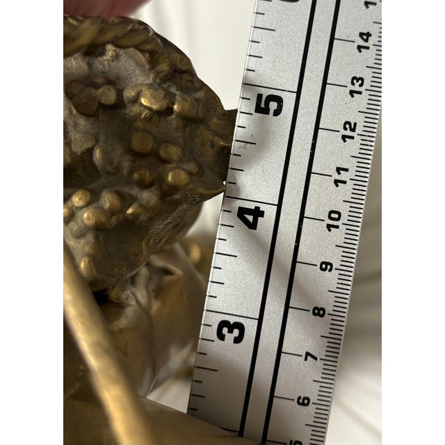 1980s Vintage Cast Brass Wine Grape Harvest Sculpture Statue of a Young Man For Sale - Image 9 of 12