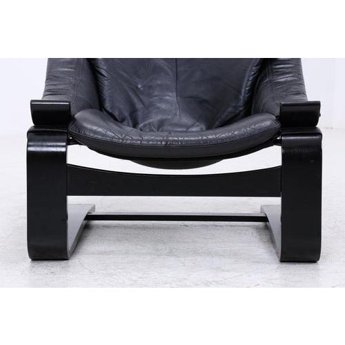 Vintage Lounge Chair in Leather, 1970s For Sale - Image 10 of 14