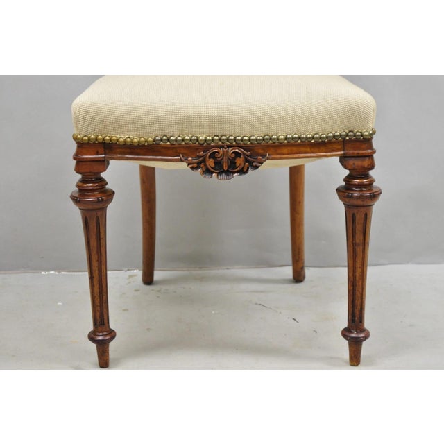 Antique Victorian Carved Walnut French Tapestry Parlor Side Chairs - Set of 4 For Sale In Philadelphia - Image 6 of 15