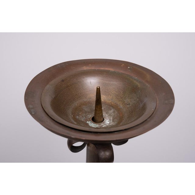 Amsterdam School Art Deco Hammered Copper Candleholder, 1920 For Sale - Image 3 of 9