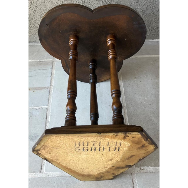 Mid 20th-Century Cricket-Style Trefoil Top Pedestal Base Accent Table by Butler Specialty Furniture For Sale - Image 16 of 18