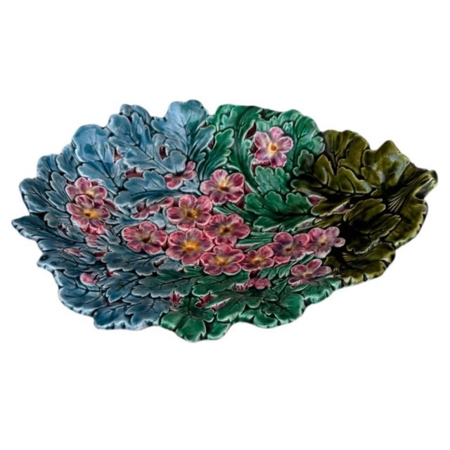 19th Century Rare French Majolica Reticulated Flowers Platter. 10.3 by 8.7 inches.