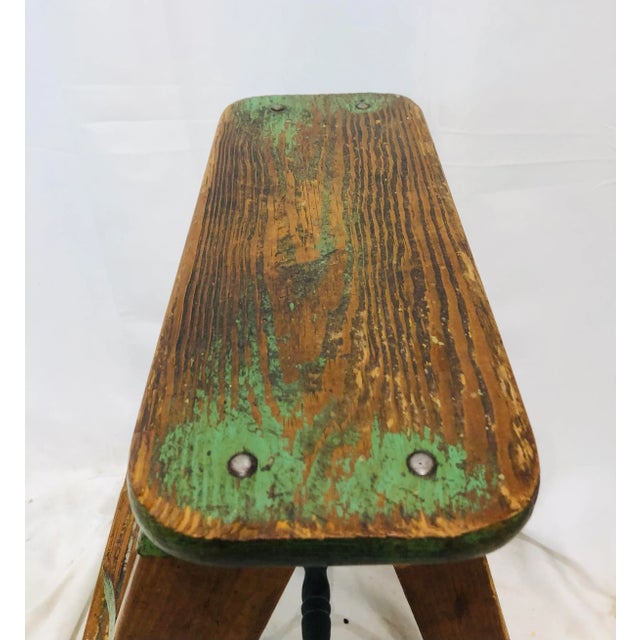 Rustic European Early 20th Century Antique Wooden Step Stool Table For Sale - Image 3 of 13
