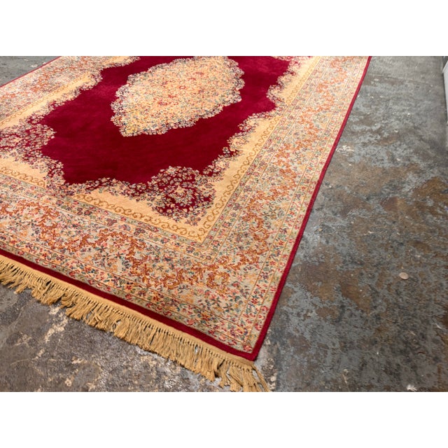 Traditional 8 Ft 7 in × 12 Ft 3 in Karastan Red Medallion Kirman Area Rug, Vintage For Sale - Image 3 of 12