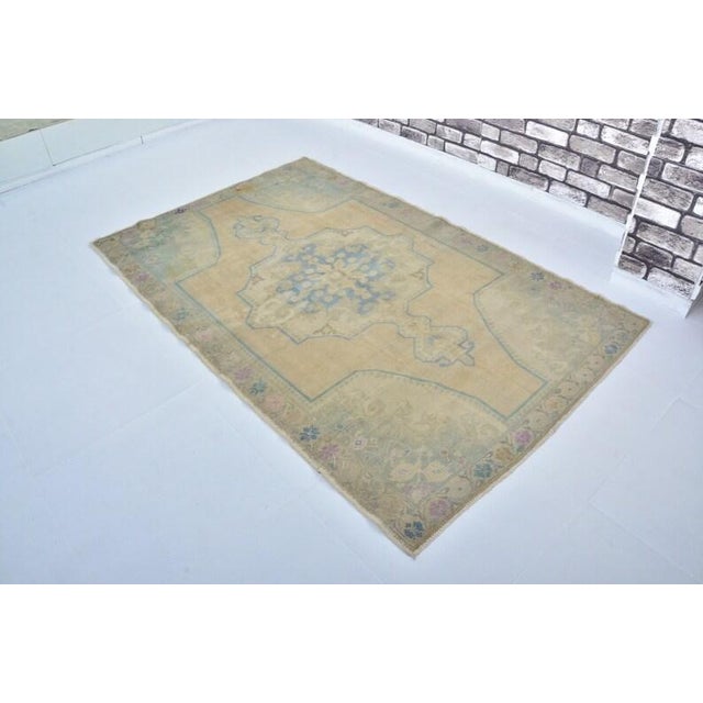 Tan Oushak Handknotted Wool Carpet For Sale - Image 8 of 10