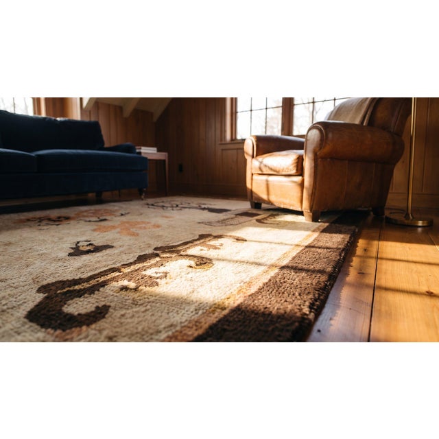 Camel Pretty Camel Background With Figurative-Floral Pattern Antique Chinese Baotou Scholars Rug For Sale - Image 8 of 10