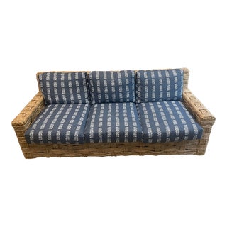 John Himmel Rattan Sofa With Carolina Irving Petite Frond For Sale