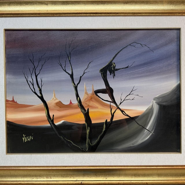 1970s Giorgio Vicari, Surreal Escape, 1979, Oil on Canvas For Sale - Image 5 of 12
