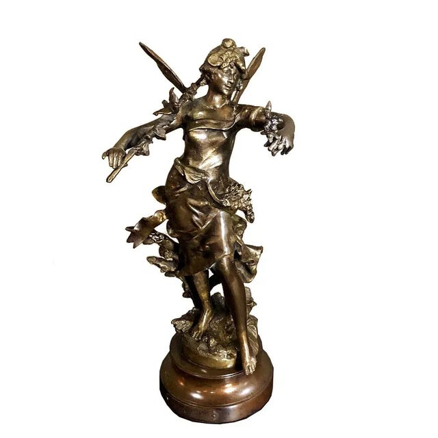 19th Century Spelter Moreau Statue ~ Nymphe De Bois For Sale - Image 12 of 12