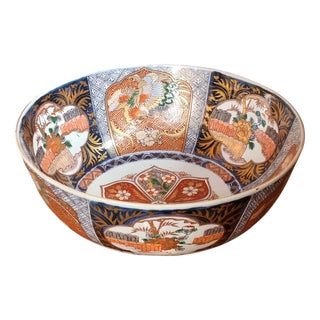 Large Antique Mid-19th Century Japanese Imari Arita Punch Bowl For Sale