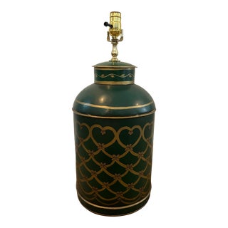 1930s Emerald Green Victorian Tea Caddy Custom Lamp For Sale