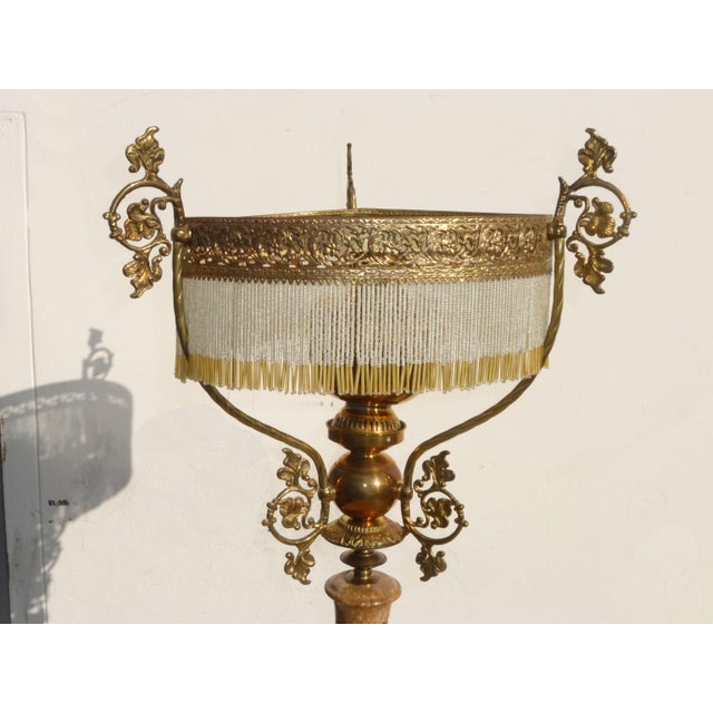 Vintage Ornate French Provincial Table Lamp with Beaded Lamp Shade