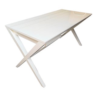 Crate & Barrel Spotlight White X-Leg Desk 58" For Sale