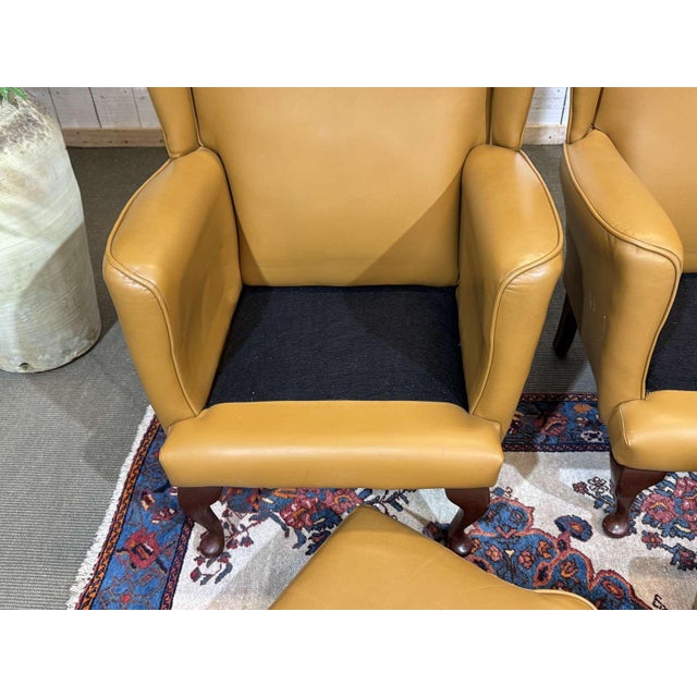 Vintage English Wingback Chairs in Leather, 1980s, Set of 2 For Sale - Image 4 of 14