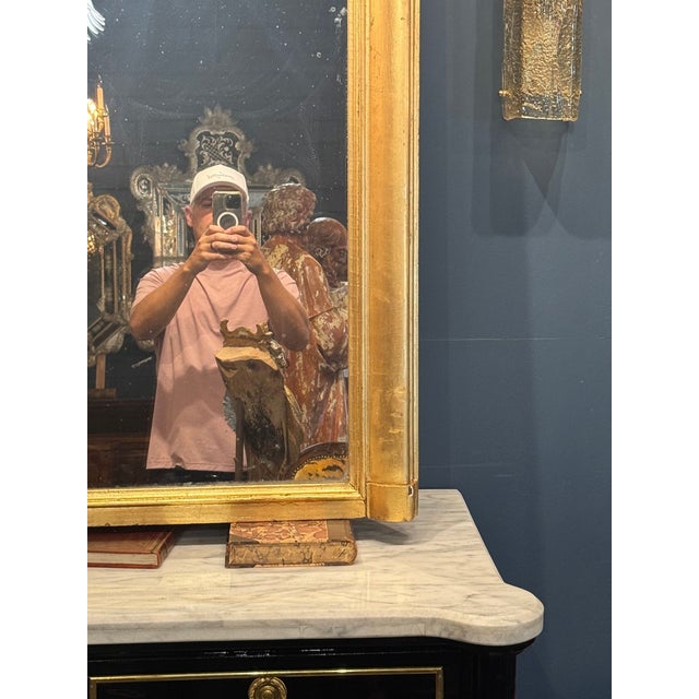 19th Century Large 19th C. French Louis XVI Giltwood Floor Mirror For Sale - Image 5 of 7