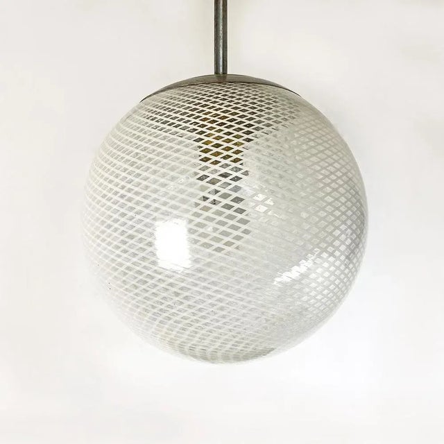 Art Deco Italian Mesh Glass Chandelier with Metal Stem, 1930s For Sale - Image 6 of 12