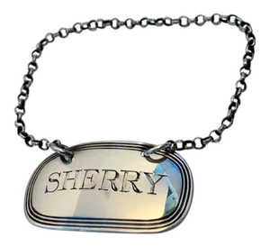 Sherry Decanter Label or Bottle Ticket in Sterling Silver by Charles Rawlings-England, 1828