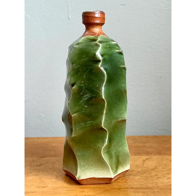 Vintage Green Sculptural Ceramic Vase For Sale - Image 13 of 18