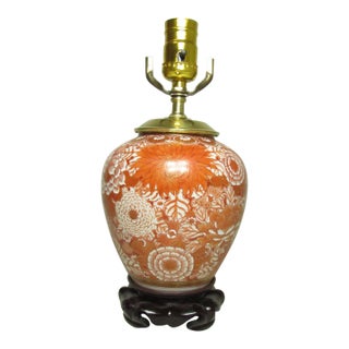 1950s Japanese Kutani Porcelain Ginger Jar Lamp For Sale