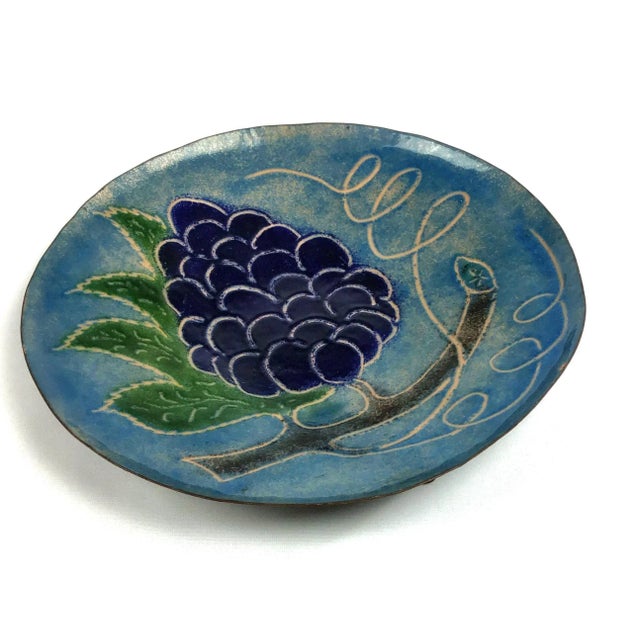 Metal Metal Art Hand Painted Lacquer Grape Bowl For Sale - Image 7 of 7