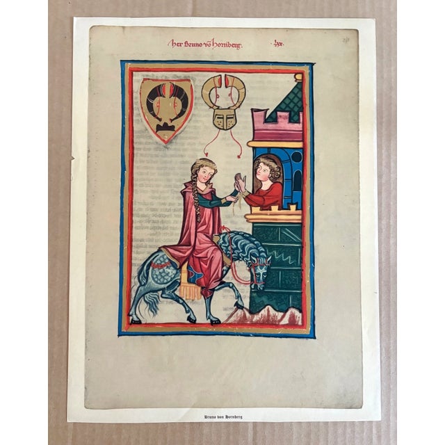 Up for sale is this gorgeous print from a vintage portfolio of reproductions of the Codex Manesse, the most famous...