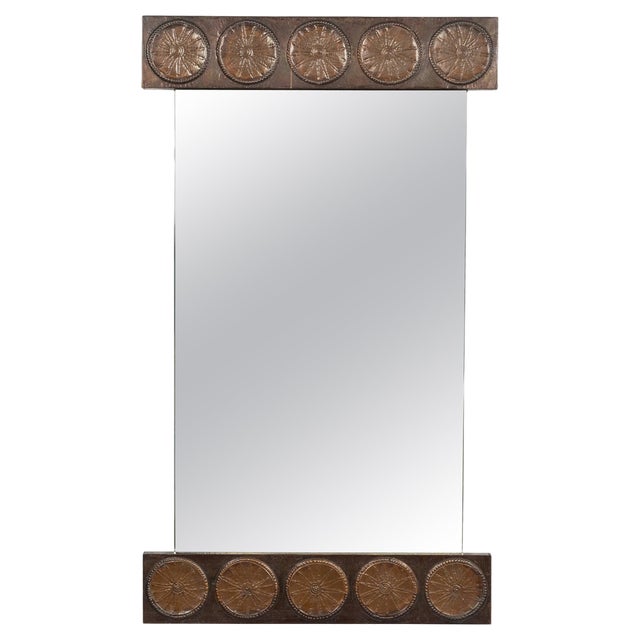 Mid-Century Wall Mirror in Copper attributed to Santambrogio & De Berti, Italy, 1960s For Sale