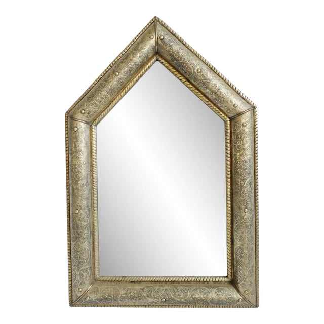 Vintage Nickel & Metal Work Mirror For Sale