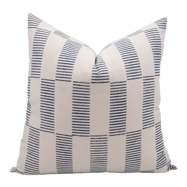 Fabdivine Artisan Block Print Throw Pillow Cover 24x24 Inch Duck Canvas-Zig-Zag For Sale