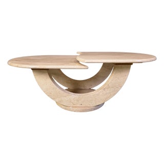 Vintage Travertine 2-Tier Coffee Table, 1970s For Sale