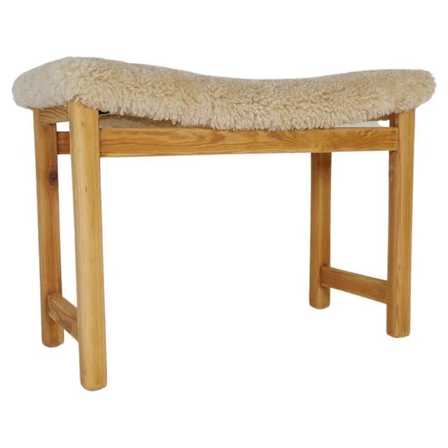 Scandinavian Modern Swedish Stool in Pine and Sheepskin, 1970s For Sale - Image 15 of 15