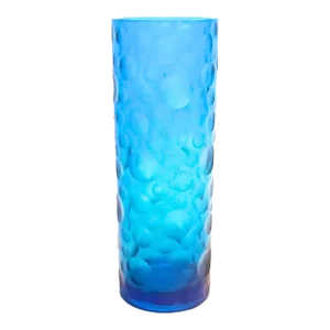Mid-Century Modern Circles Cut Cobalt Glass Vase