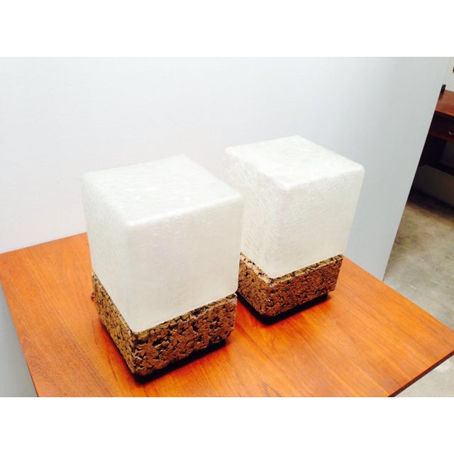 Ice Cube Crackled Glass Table Lamps - A Pair For Sale - Image 4 of 10