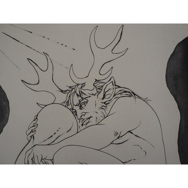 Pierre-Yves Tremois, Acteon Faune et femme, Original Engraving For Sale - Image 4 of 8