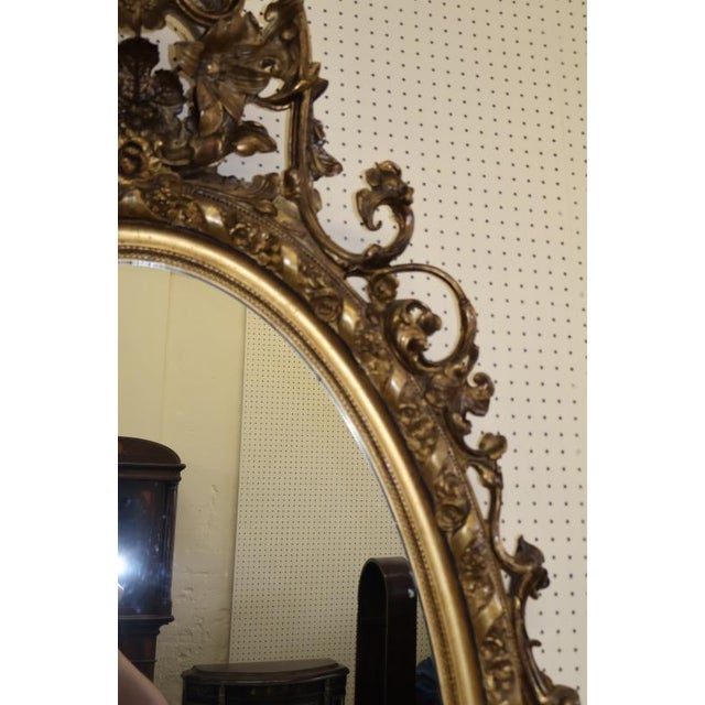 Large Mid 19th Century Gold Gilt American Philadelphia Floral Wall Mirror For Sale - Image 11 of 18