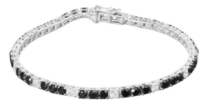 .925 Sterling Silver 6.0 Cttw Black and White Diamond Tennis Bracelet (I-J Color, I2-I3 Clarity) - 7.25" Inches