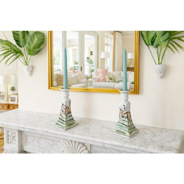 Mid-Century Modern Candlestick Pair Equestrian For Sale - Image 3 of 9