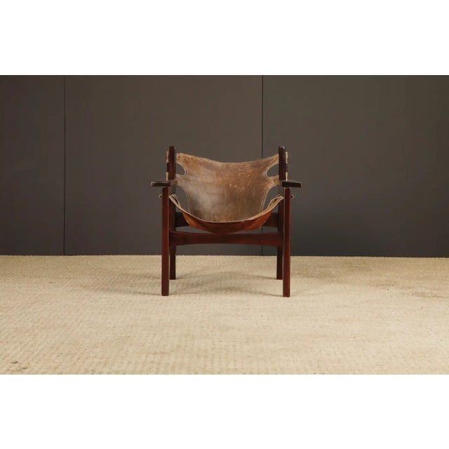 1970s Sergio Rodrigues 'Kilin' Lounge Chairs in Rosewood & Leather, Oca, Brazil 1970s For Sale - Image 5 of 18