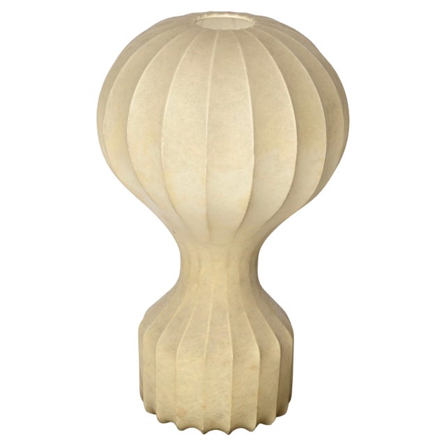 Large Gatto Beige Cocoon Table Lamp attributed to Castiglioni for Flos, Italy, 1960s For Sale