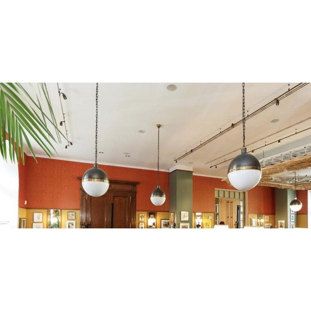 Large Hicks Pendant Light in Bronze and Glass from Thomas Obrien For Sale - Image 9 of 14