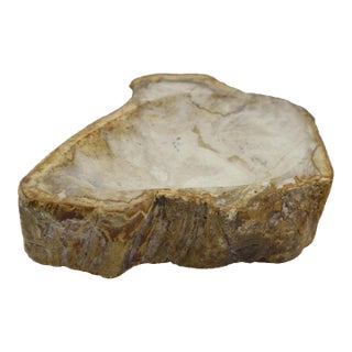 Late 20th Century Carved Solid Stone Bowl With Natural Irregular Shape Accent Dish For Sale