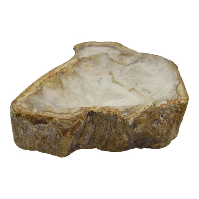 Late 20th Century Carved Solid Stone Bowl With Natural Irregular Shape Accent Dish For Sale