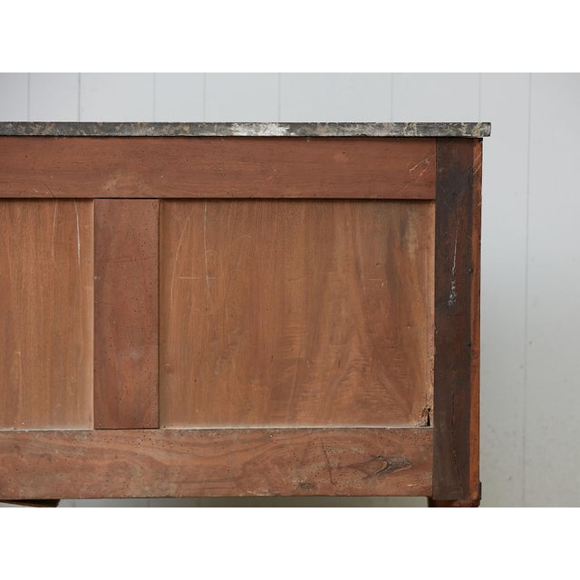 French 19th Century Walnut Three-Drawer Commode with Grey Marble Top For Sale - Image 4 of 12