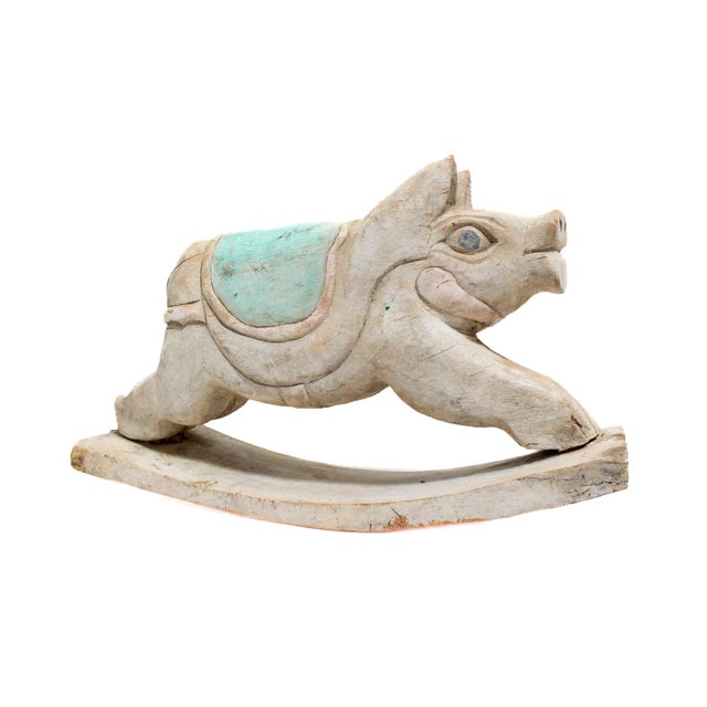 Farmhouse Pastel Pig Rocker For Sale - Image 3 of 10
